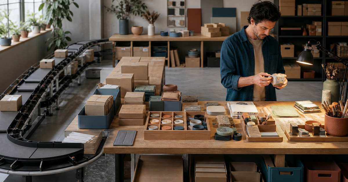 Small-business workflow separating repetitive tasks from work that needs human judgment